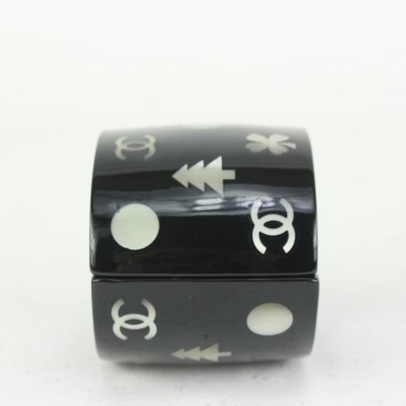 Chanel 05A Black Tree Clover CC Charm Cuff Bangle - Picture 7 of 12